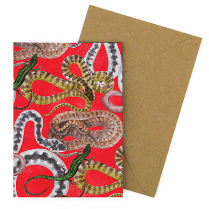Reptilia British Reptiles Print Greetings Card