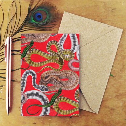 Reptilia British Reptiles Print Greetings Card