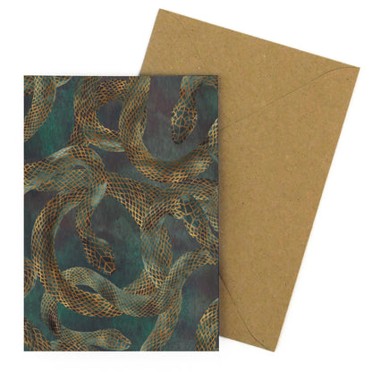 Serpens Snake Print Greetings Card
