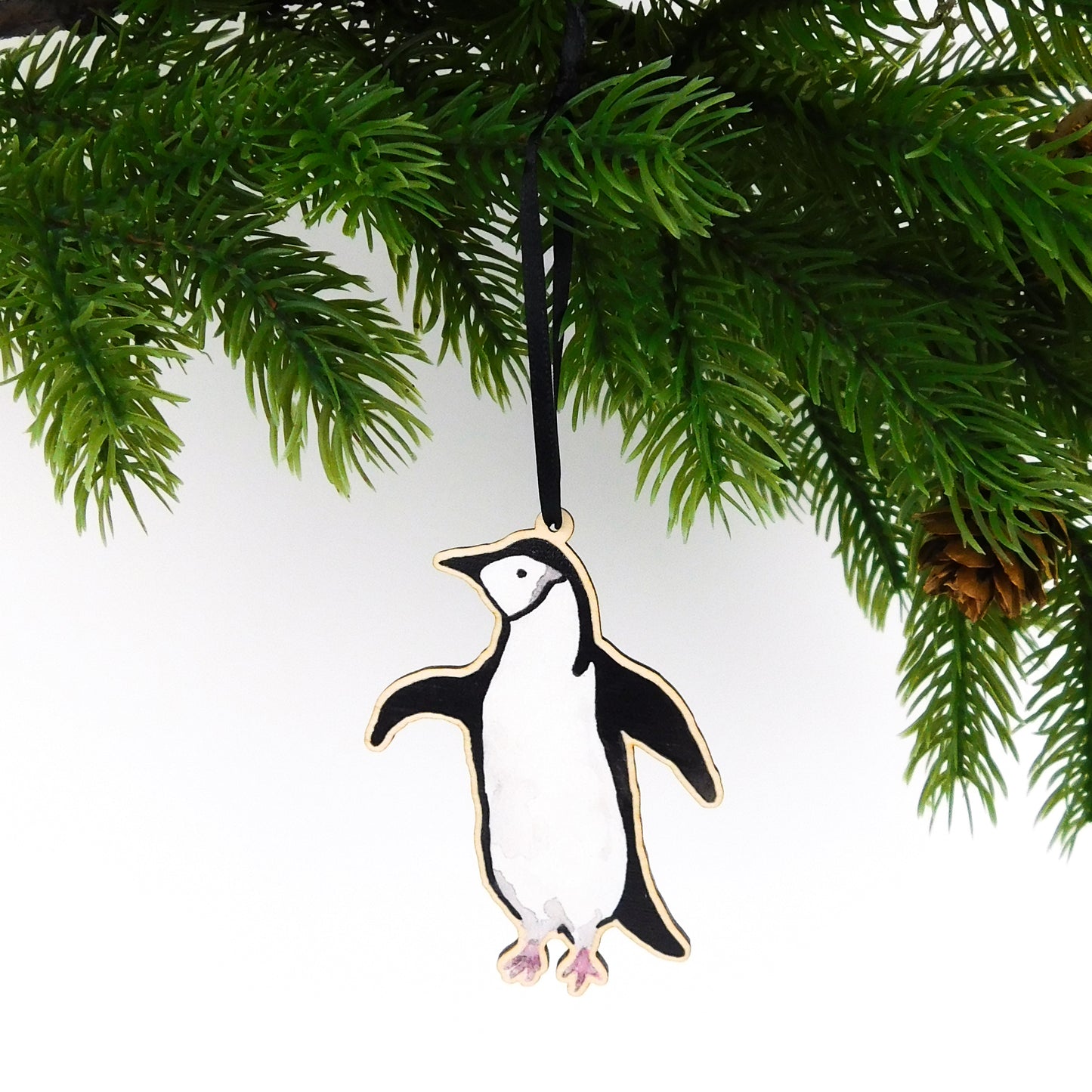 Set of Three Penguin Wooden Hanging Decorations