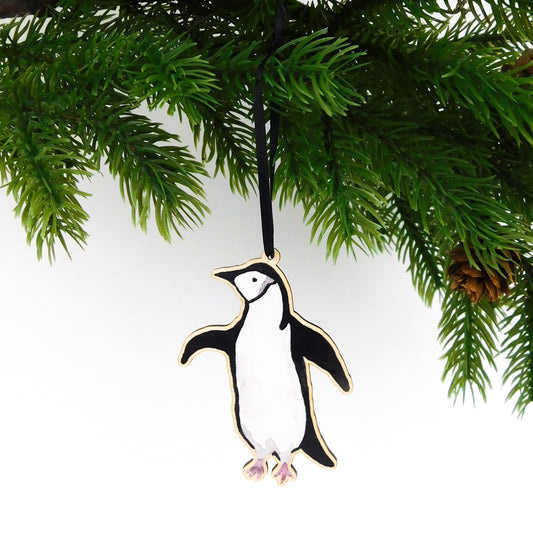 Waddle Chinstrap Penguin Wooden Hanging Decoration