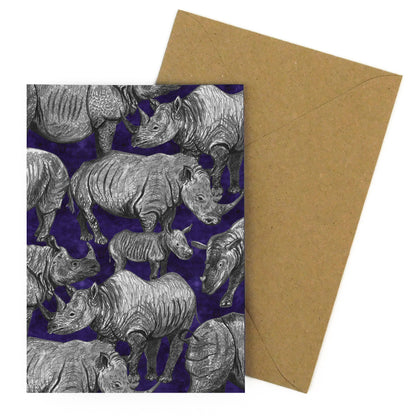 Crash of Rhinos Greetings Card