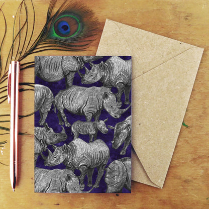 Crash of Rhinos Greetings Card
