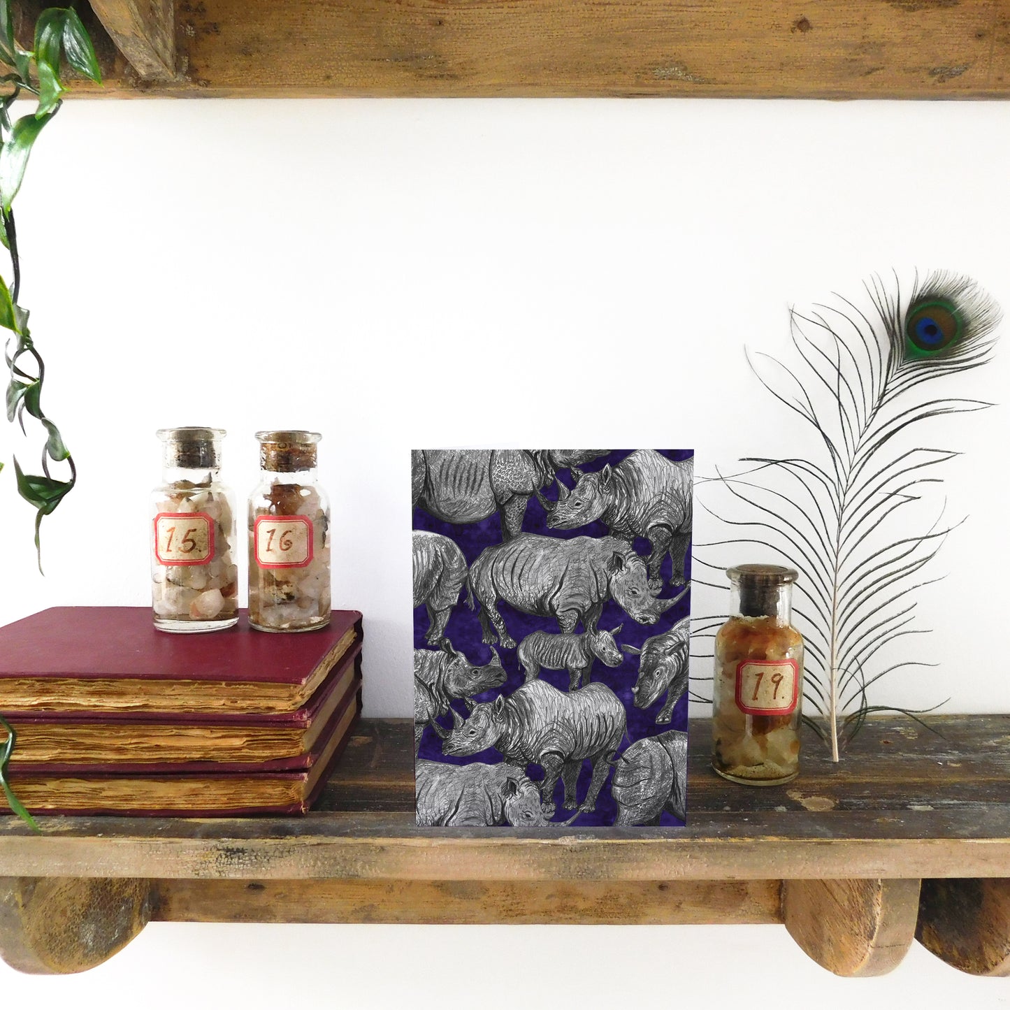 Crash of Rhinos Greetings Card