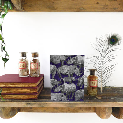 Crash of Rhinos Greetings Card