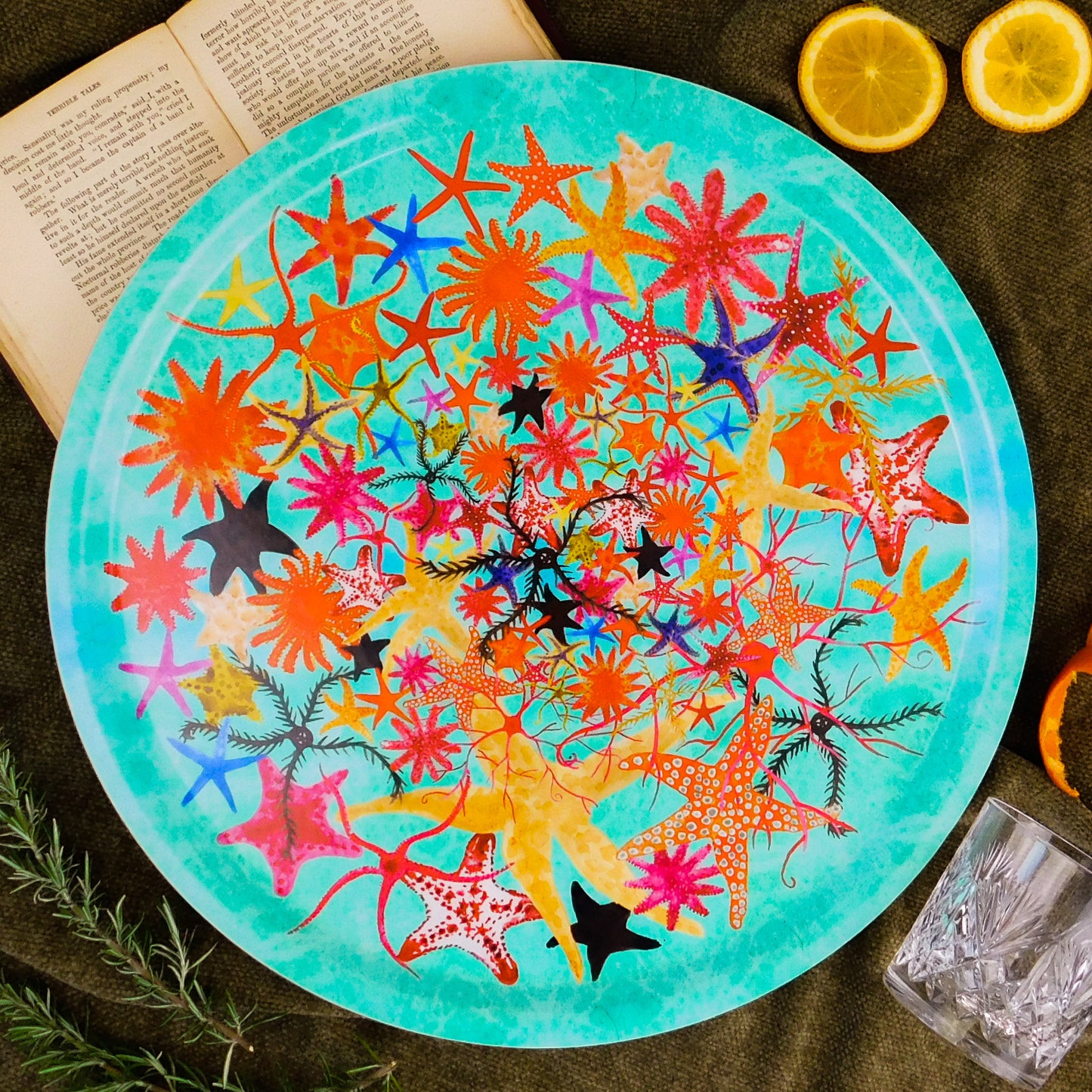 Asterozoa Starfish Print Round Tray