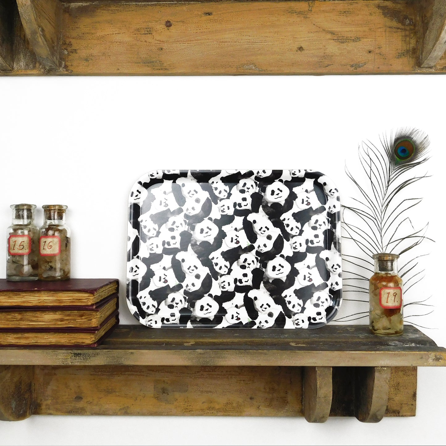 Embarrassment of Pandas Print Birch Wood Small Tray
