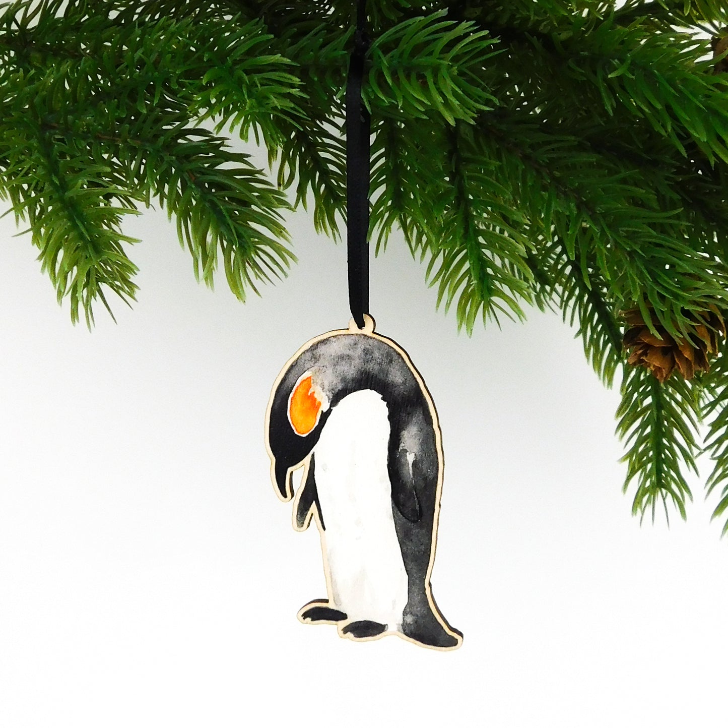 Set of Three Penguin Wooden Hanging Decorations