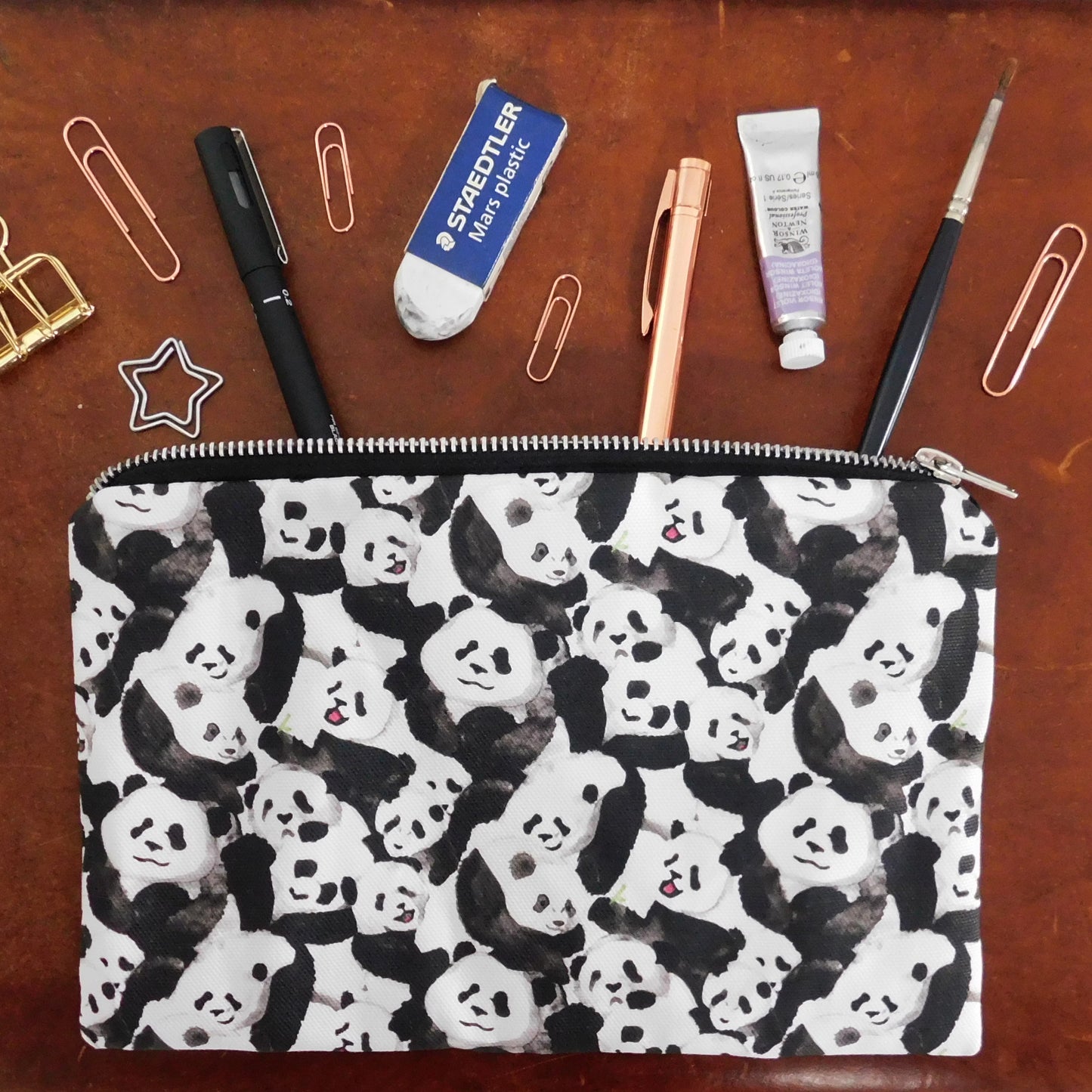 Embarrassment of Pandas Print Pouch Bag