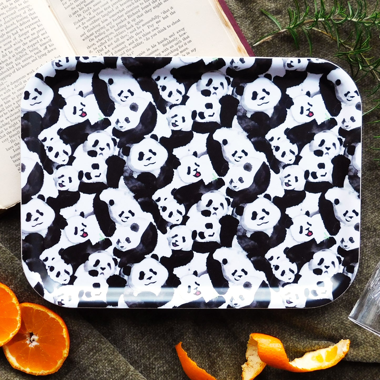 Embarrassment of Pandas Print Birch Wood Small Tray