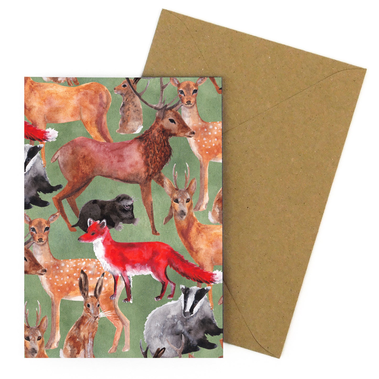 Sylvan Forest Animals Print Greetings Card