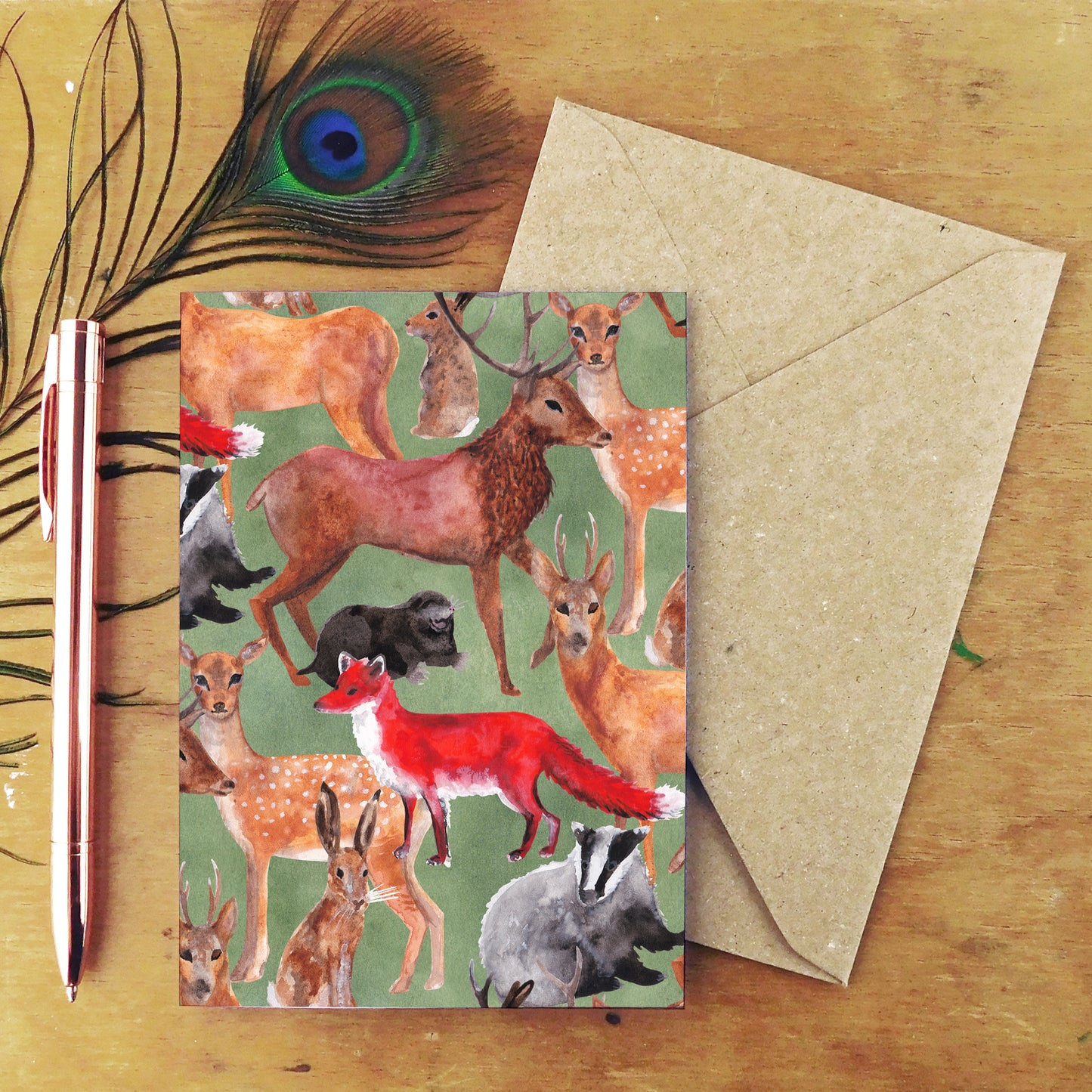 Sylvan Forest Animals Print Greetings Card