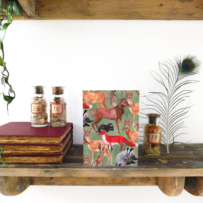 Sylvan Forest Animals Print Greetings Card