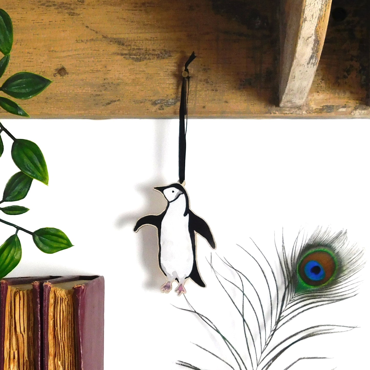 Waddle Chinstrap Penguin Wooden Hanging Decoration