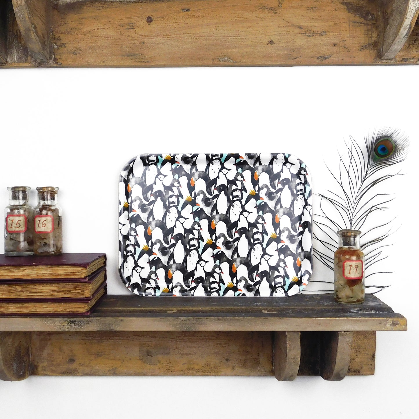 Waddle of Penguins Print Birch Wood Small Tray