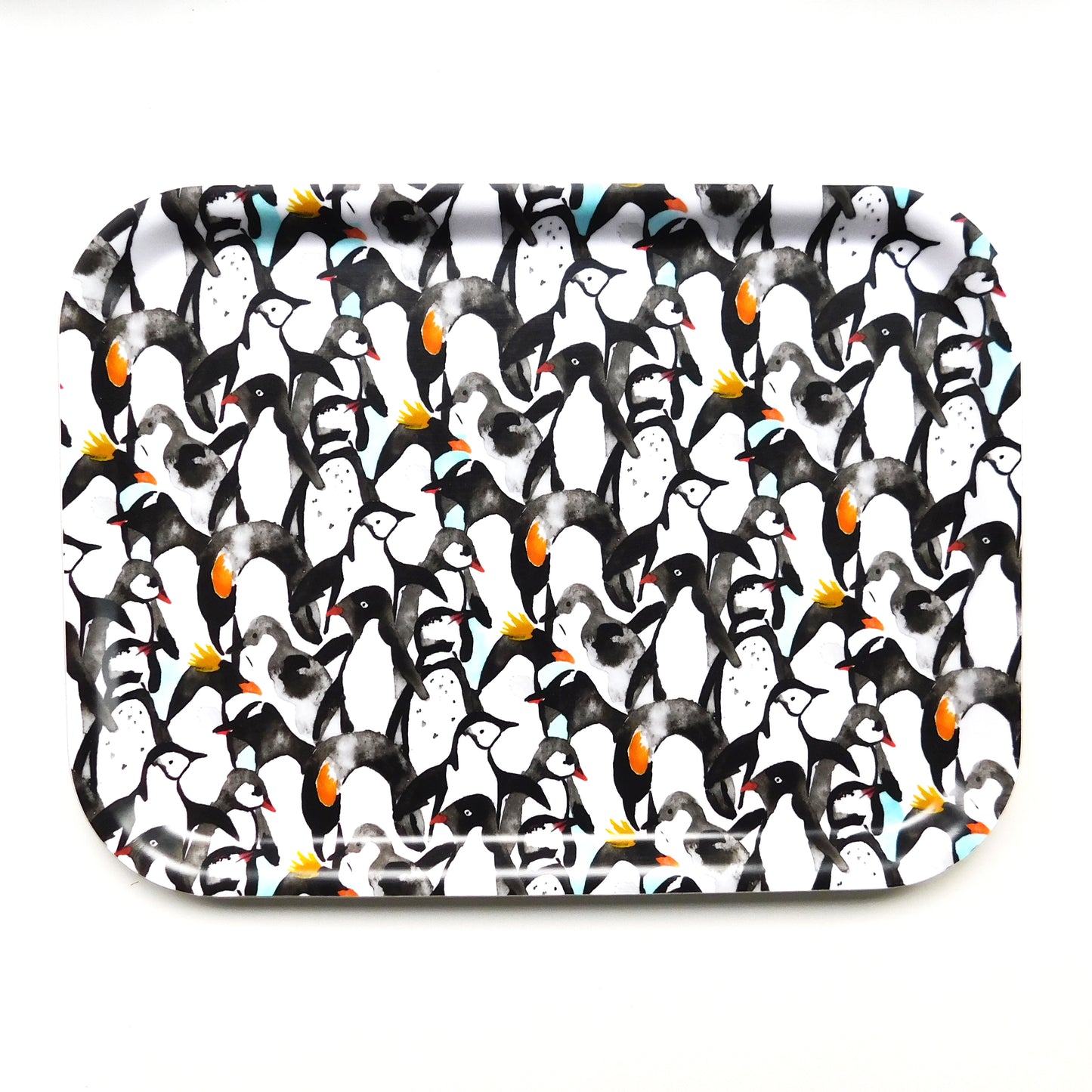 Waddle of Penguins Print Birch Wood Small Tray